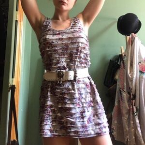 EUC Free People Floral Ruffle Mini Dress Size Large